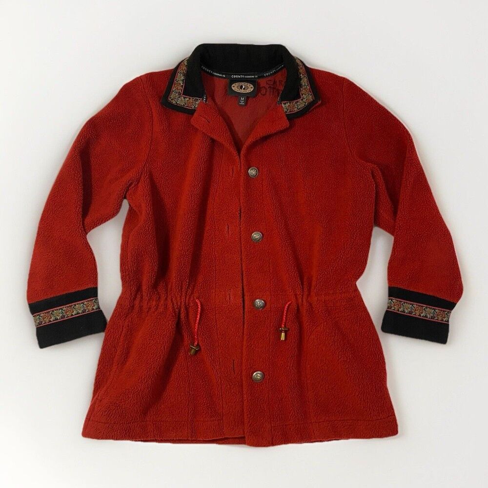 Vintage County Clothing Co Womens Red Long Jacket Made in Canada Medium